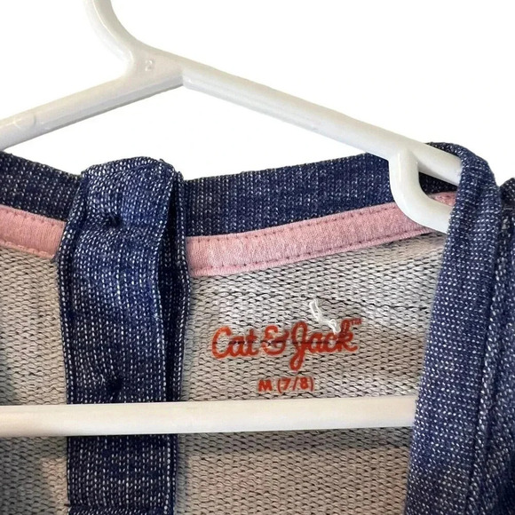 Cat & Jack Girls Shirt Dress Medium 7/8 Patchwork Pastel Cat Short Sleeve Knit - Picture 7 of 7